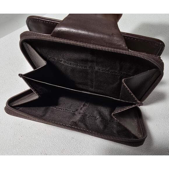 Mandarina Duck Bifold Zip Accordion Wallet Calfskin Leather Brown MD38 - Picture 12 of 12